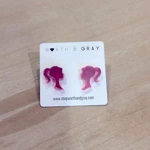 Barbie pink silhouette acrylic post earrings